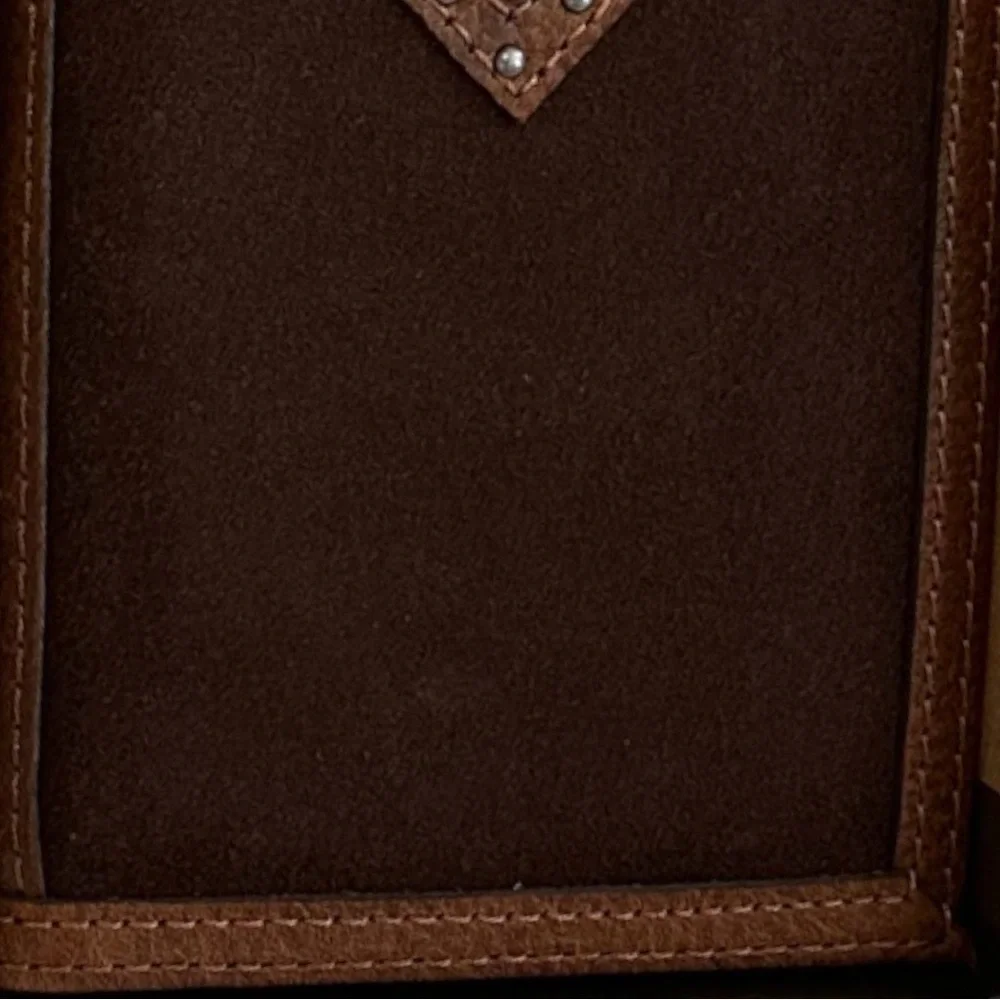 New Justin Men's Rodeo Wallet Brown Suede Genuine Leather RFID Checkbook Western